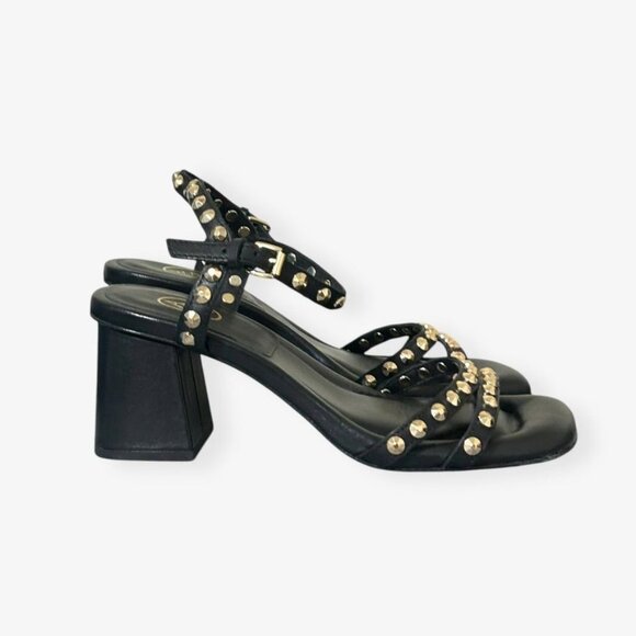 Ash Jodi 70mm sandals 37 Black Leather Studded Block Heel - Picture 6 of 11